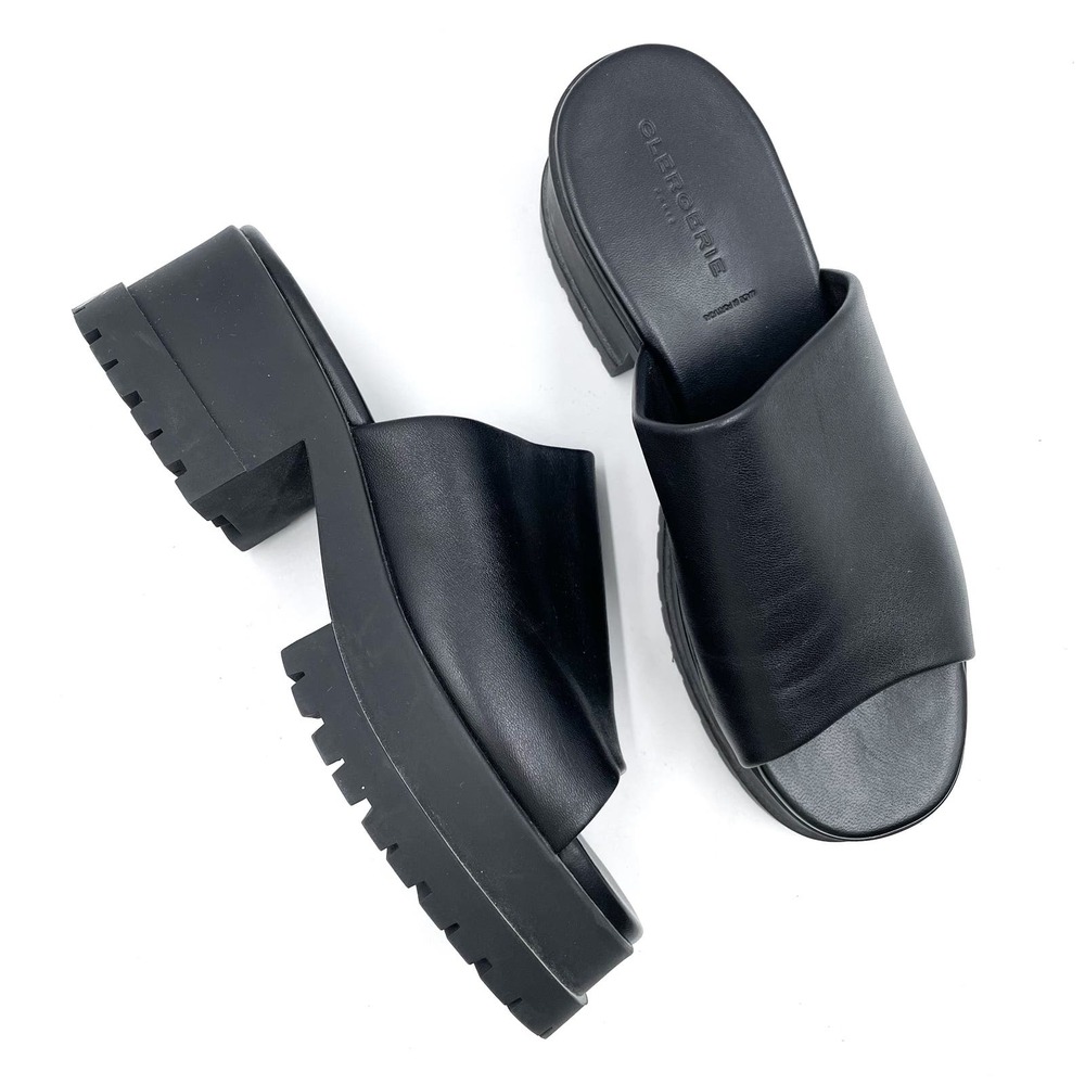 SOLD-Robert Clergerie Wiam Platform Sandals Slides Mules Black Leather - Picture 1 of 10